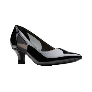 Clarks Kepley Cora Black Patent Mesh Kitten Heel Pumps Womens 8 M